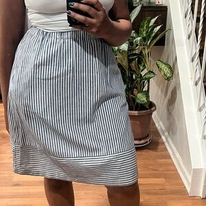 J. Crew Navy and White Striped A-Line Skirt